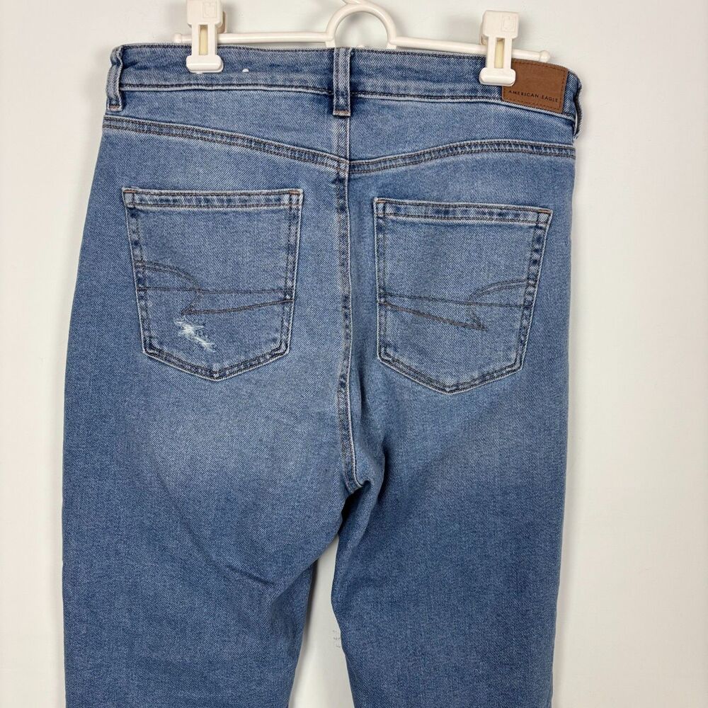 American Eagle Stretch Mom Jean Women’s 10 Long Distressed High Rise - Picture 7 of 8